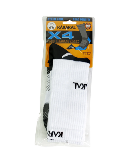 Karakal X4+ Men's Mid Calf Technical Socks white black packaging